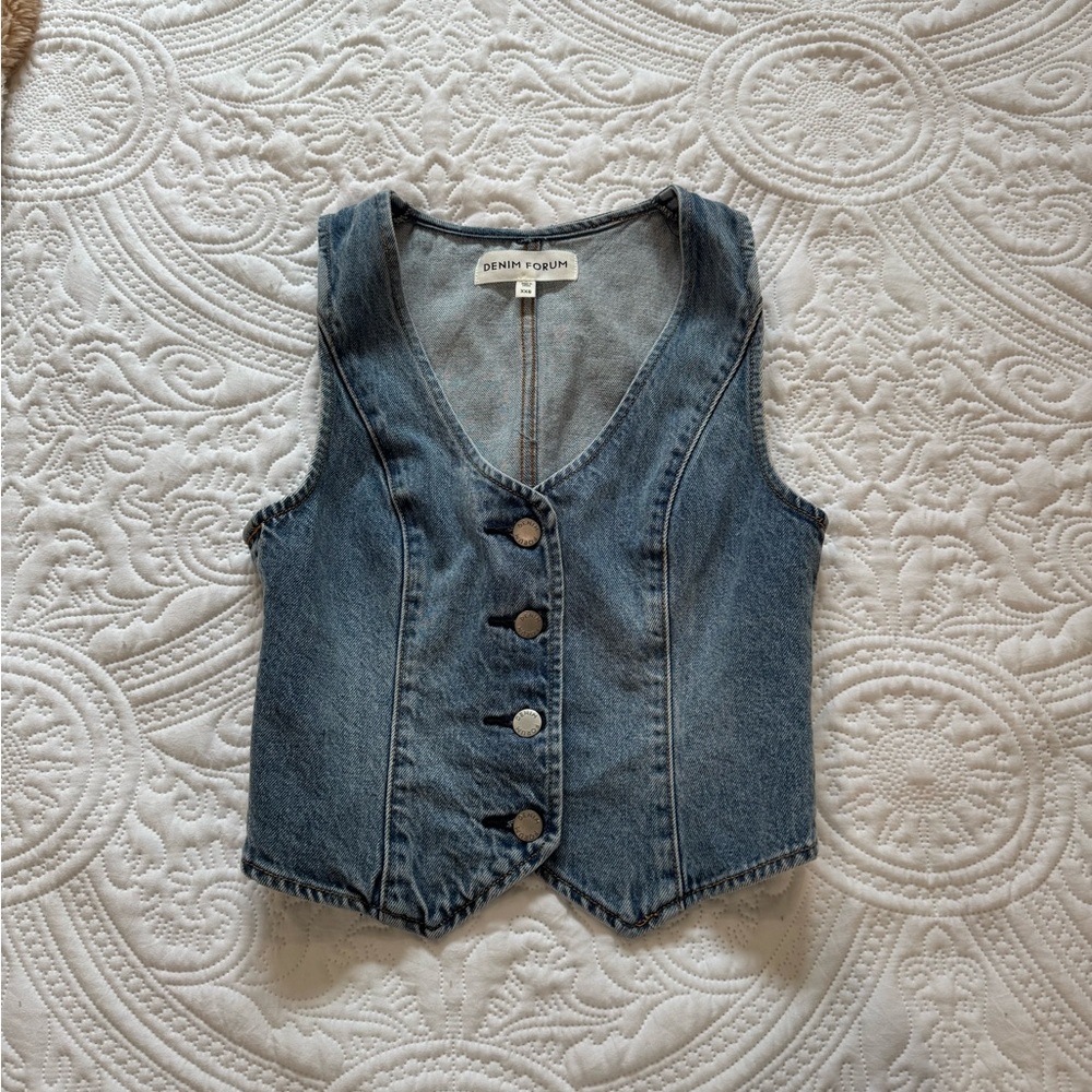 Denim Forum Button-Up Vest